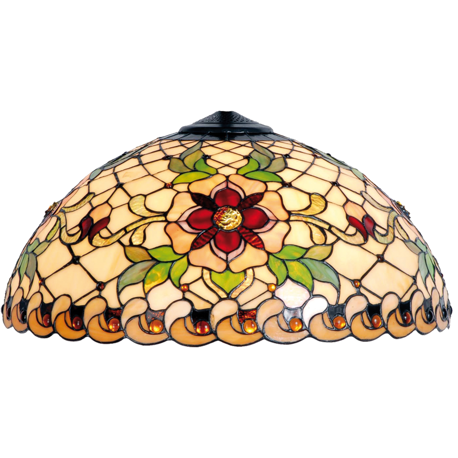 Clayre & Eef   | Lampenkap Tiffany Rood, Beige ø 50x25 cm | 5LL-9931
