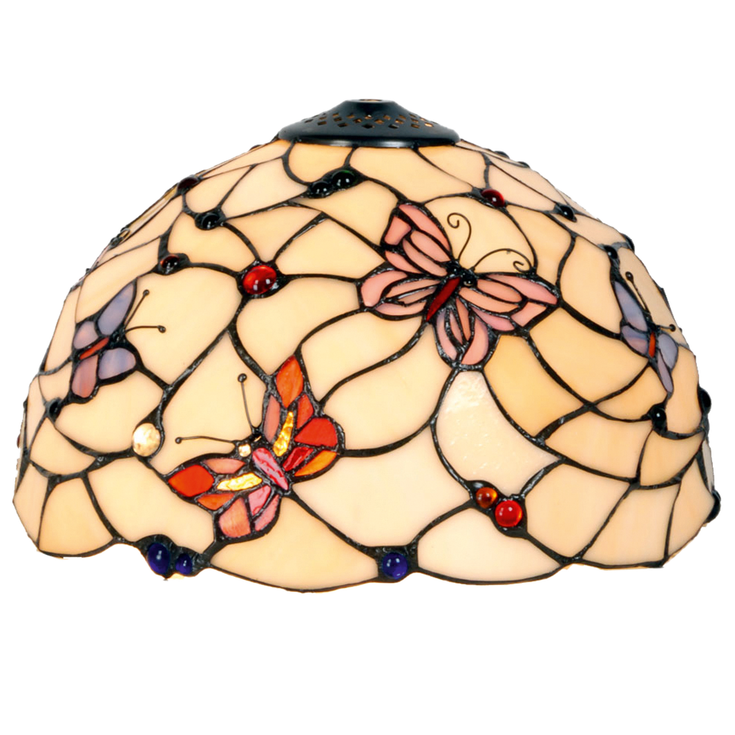Clayre & Eef   | Lampenkap Tiffany Beige, Roze ø 30x20 cm | 5LL-770