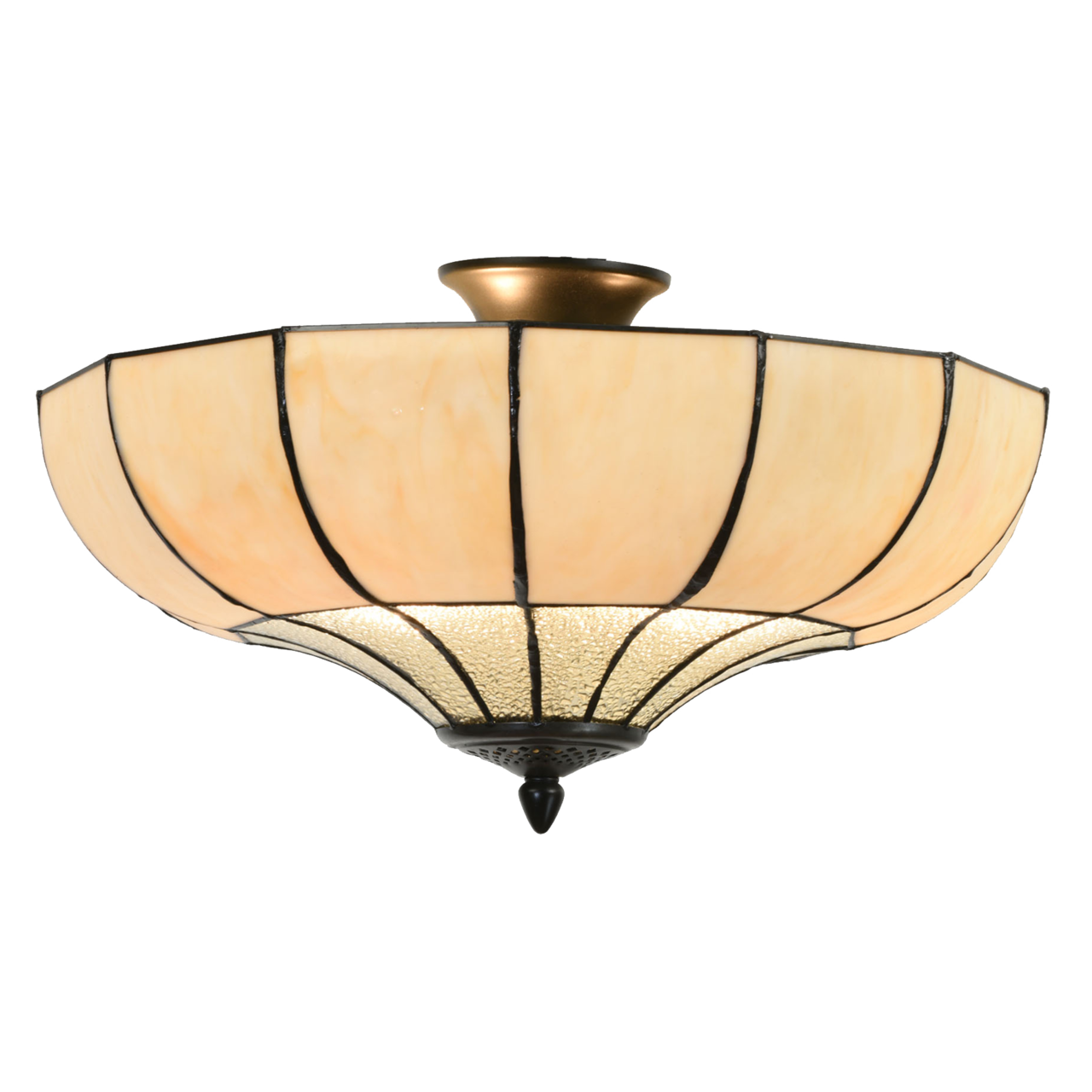 Clayre & Eef   | Plafondlamp Tiffany Beige ø 46x25 cm E27/max 2x60W | 5LL-5982