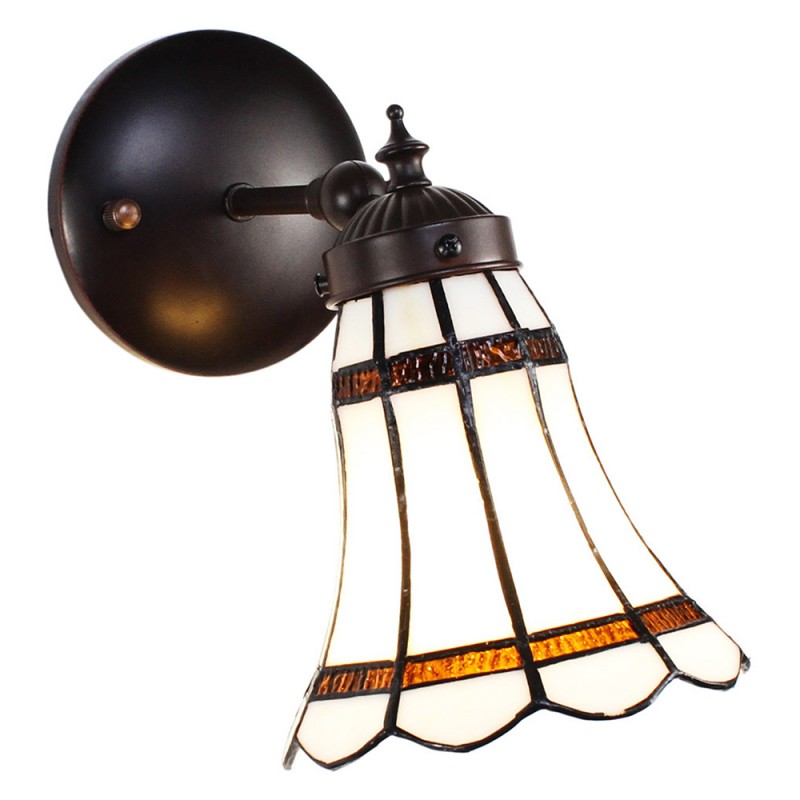 Clayre & Eef   | Wandlamp Tiffany Wit, Bruin 17x12x23 cm E14/max 1x40W | 5LL-6205
