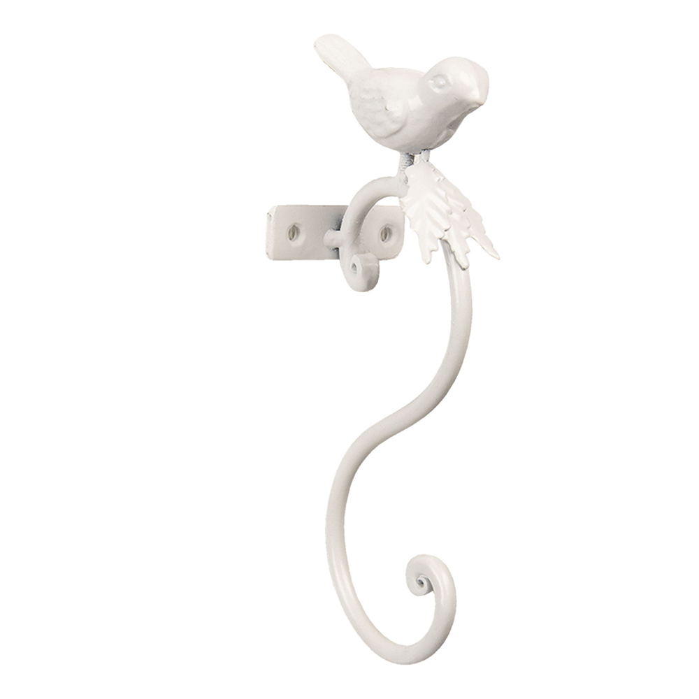 Clayre & Eef   | Wandhaak Vogel Wit 4x7x19 cm | W40389W