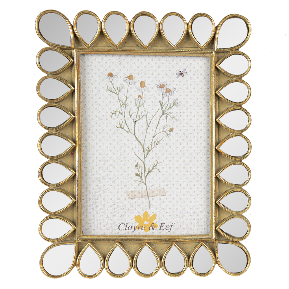 Clayre & Eef   | Fotolijst Goudkleurig, Zwart 19x2x24 cm / 13x18 cm | 2F0954