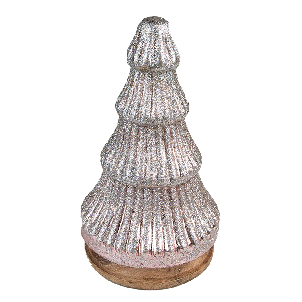 Clayre & Eef   | Kerstdecoratie Kerstboom Roze ø 13x24 cm | 65123