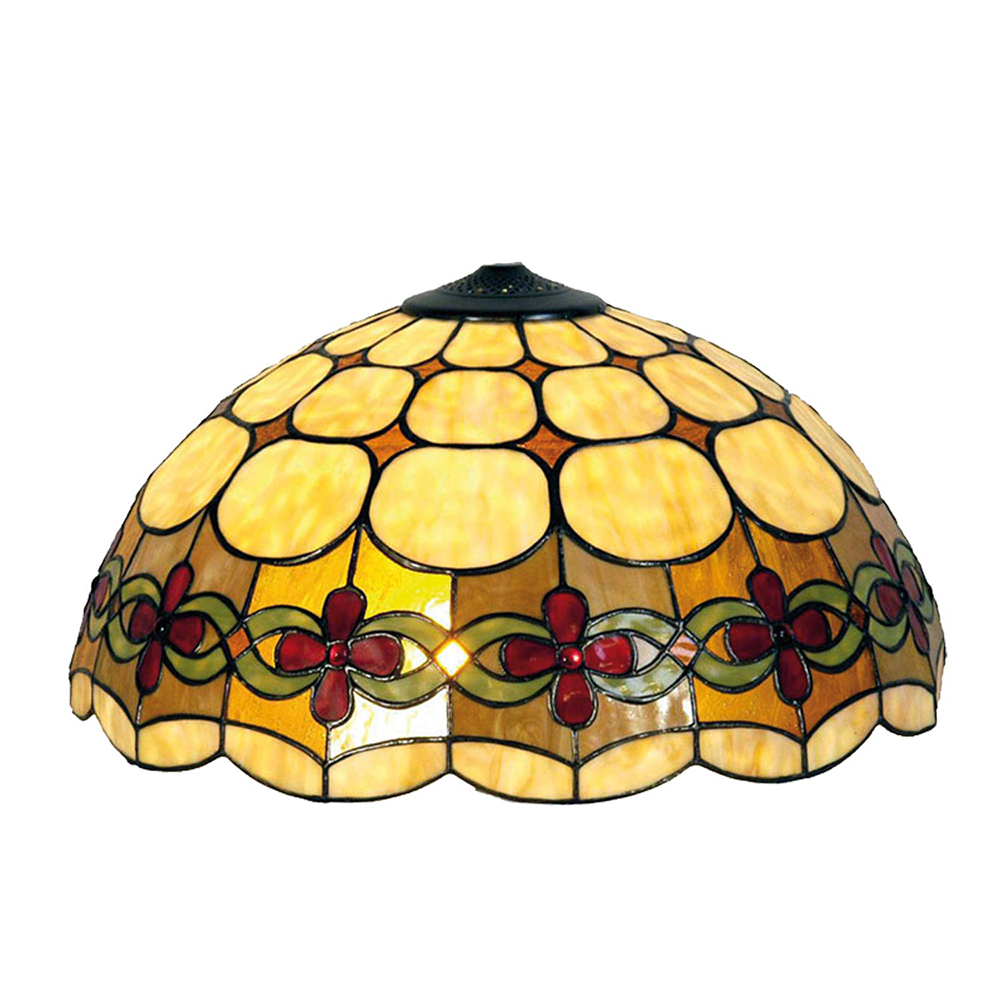 Clayre & Eef   | Lampenkap Tiffany Beige, Rood ø 40x23 cm | 5LL-7807