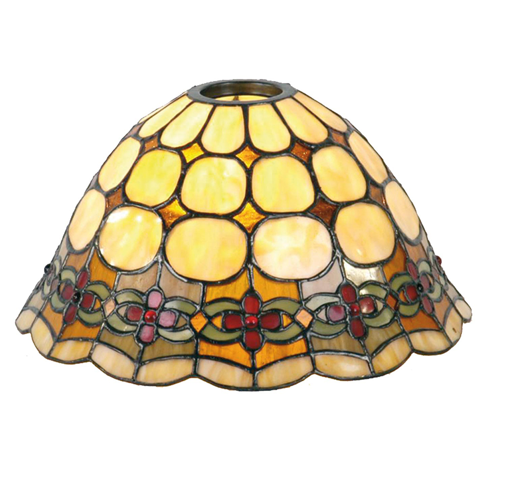 Clayre & Eef   | Lampenkap Tiffany Beige, Rood ø 25x15 cm / KH 6 cm | 5LL-8828