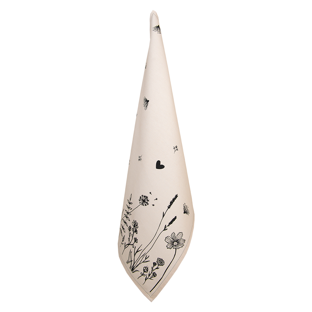 Clayre & Eef   | Theedoek Beige Zwart 50x70 cm | FAF42-1