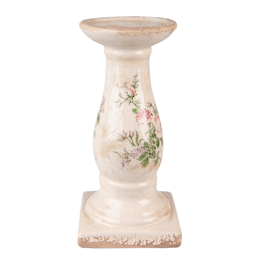 Clayre & Eef   | Kandelaar Roze Beige ø 12x24 cm | 6CE1539M