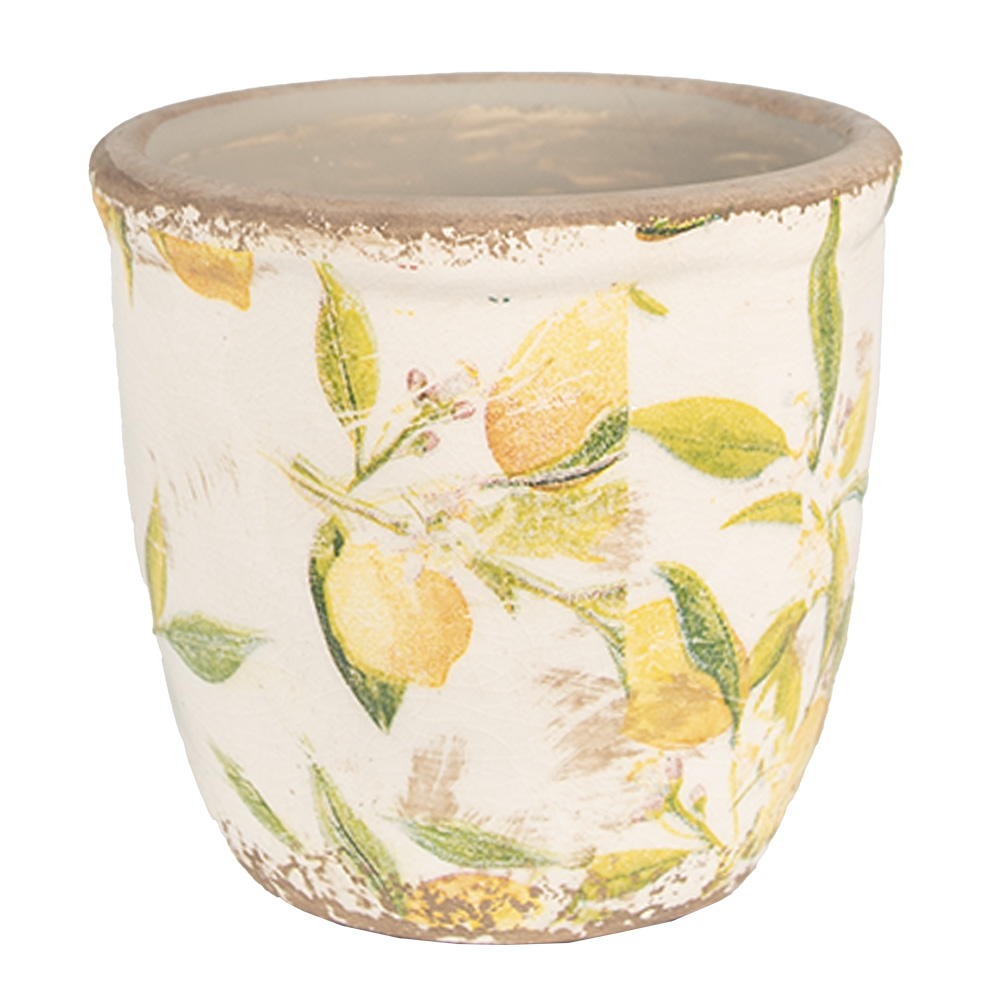 Clayre & Eef   | Bloempot Binnen Geel, Beige ø 14x13 cm | 6CE1532M