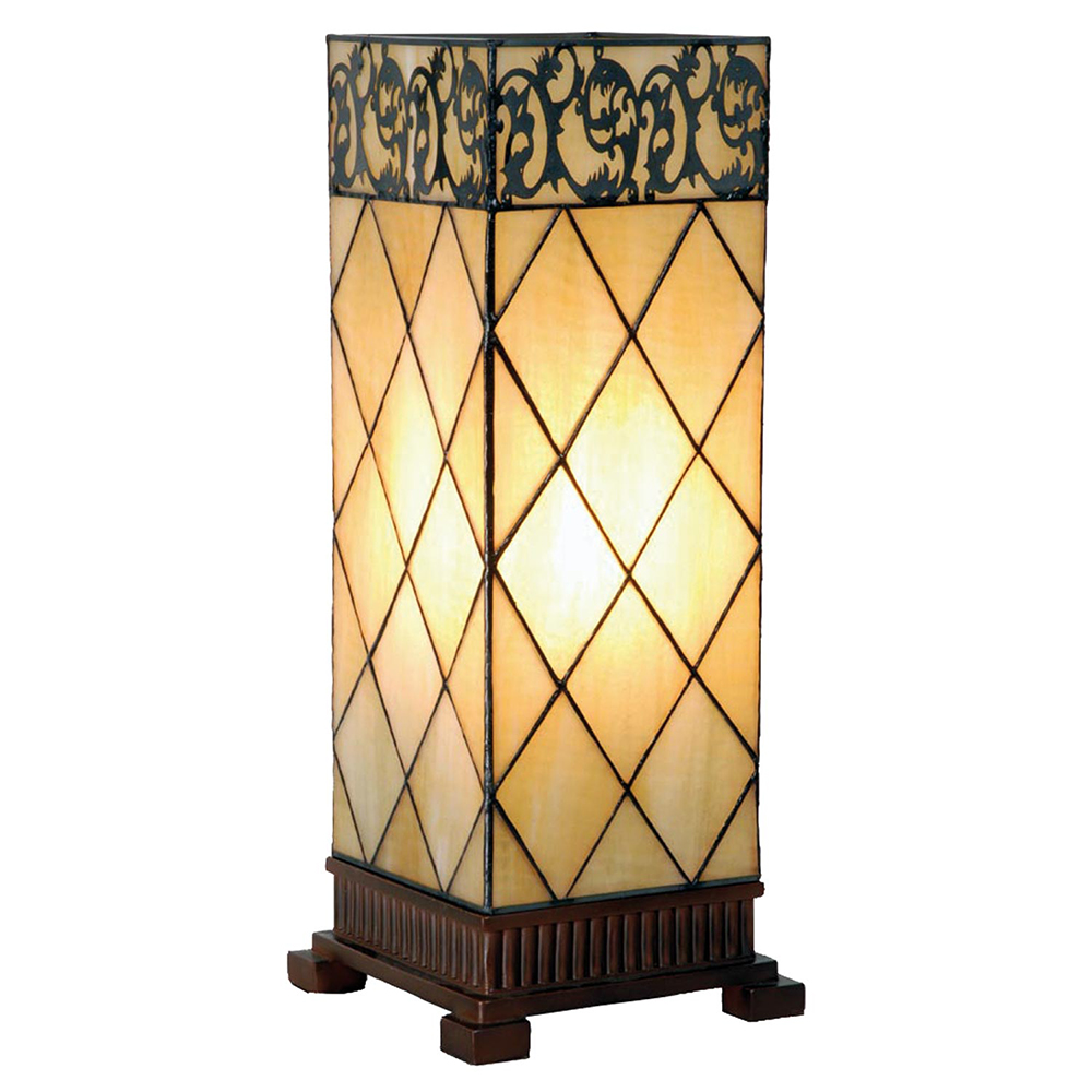 Clayre & Eef   | Tiffany Tafellamp Beige, Bruin 18x18x45 cm E27/max 1x40W | 5LL-1139