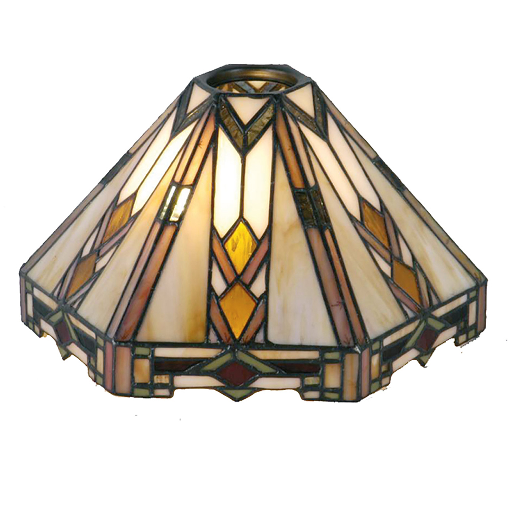 Clayre & Eef   | Lampenkap Tiffany Beige, Bruin 26x22x15 cm / KH 6 cm | 5LL-9113