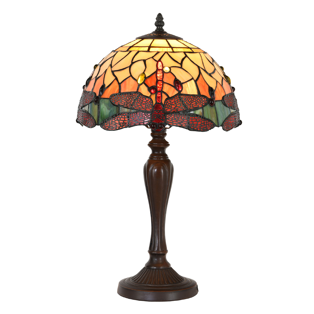 Clayre & Eef   | Tiffany Tafellamp Libelle Geel ø 30x53 cm E27/max 1x60W | 5LL-9347