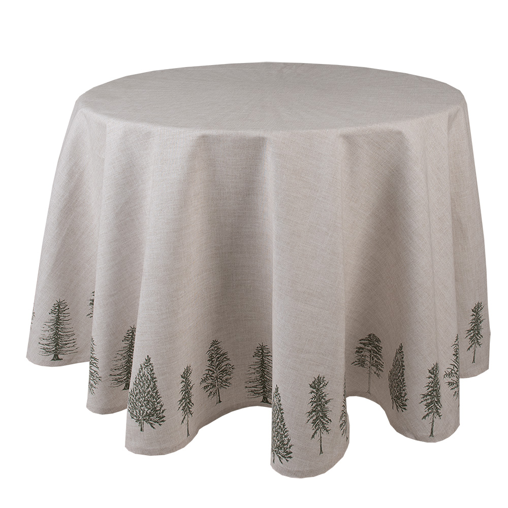 Clayre & Eef   | Rond Tafelkleed Beige, Groen ø 170 cm | NPT07
