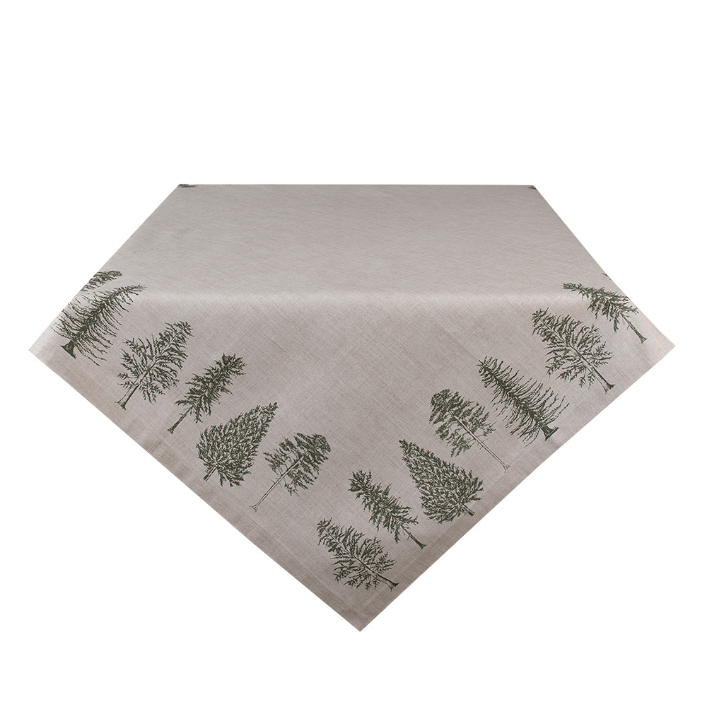 Clayre & Eef   | Vierkant Tafelkleed Kerst Beige Groen 150x150 cm | NPT15