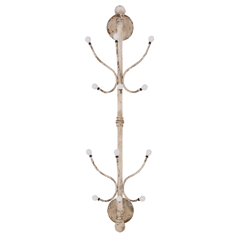 Clayre & Eef   | Wandkapstok Wit 28x22x100 cm | 63792