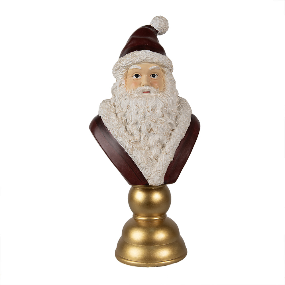 Clayre & Eef   | Kerstdecoratie Kerstman Rood Wit 19x15x40 cm | 6PR3949