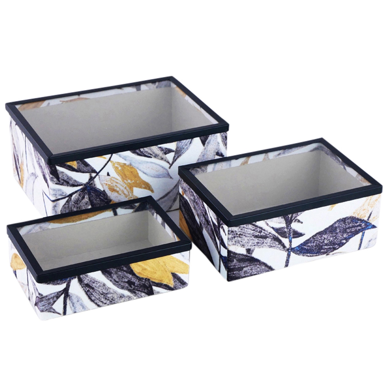 Dekoratief | Set 3 dozen RH, 'Exotic Flowers', 20x15x9cm | A234020