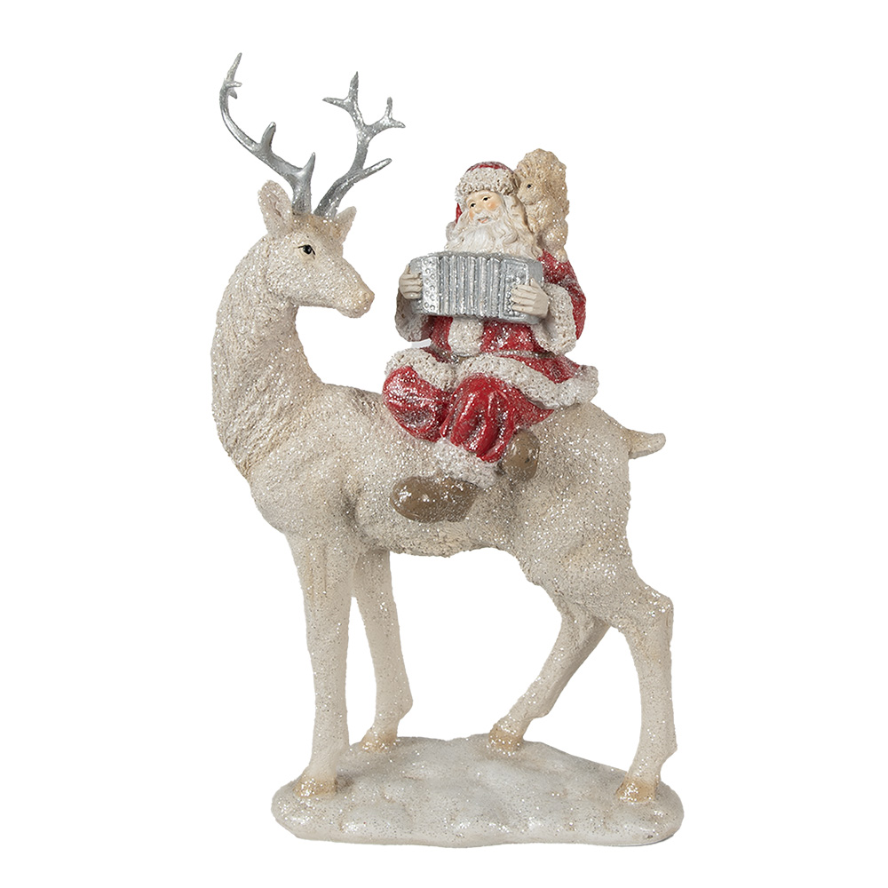 Clayre & Eef   | Kerstdecoratie Kerstman Rood Wit 20x9x31 cm | 6PR3955