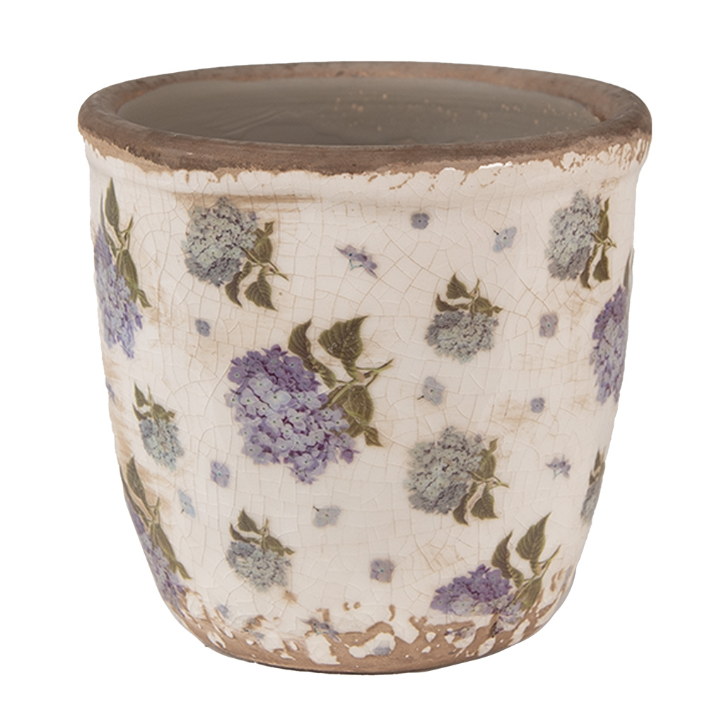 Clayre & Eef   | Bloempot Binnen Beige Blauw &oslash; 11x10 cm | 6CE1638XS