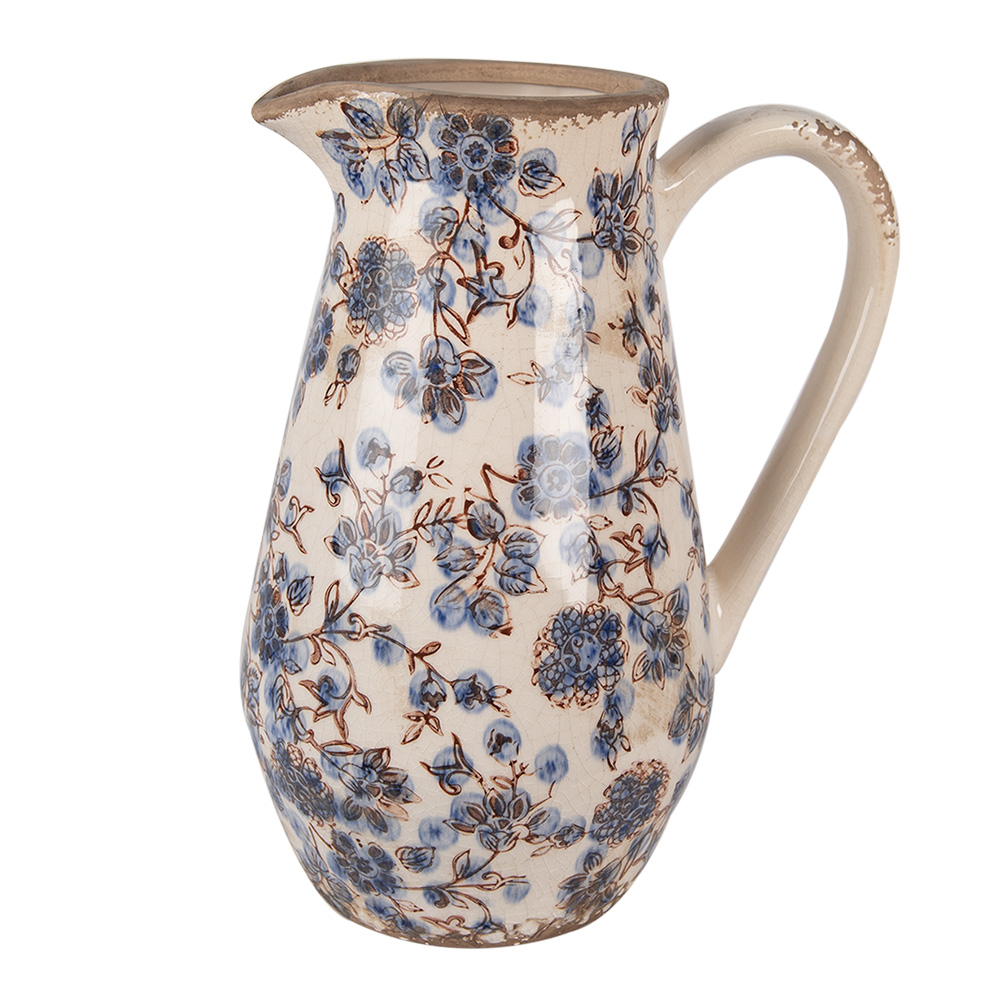 Clayre & Eef   | Decoratieve Schenkkan Beige Blauw 20x14x25 cm | 6CE1621M
