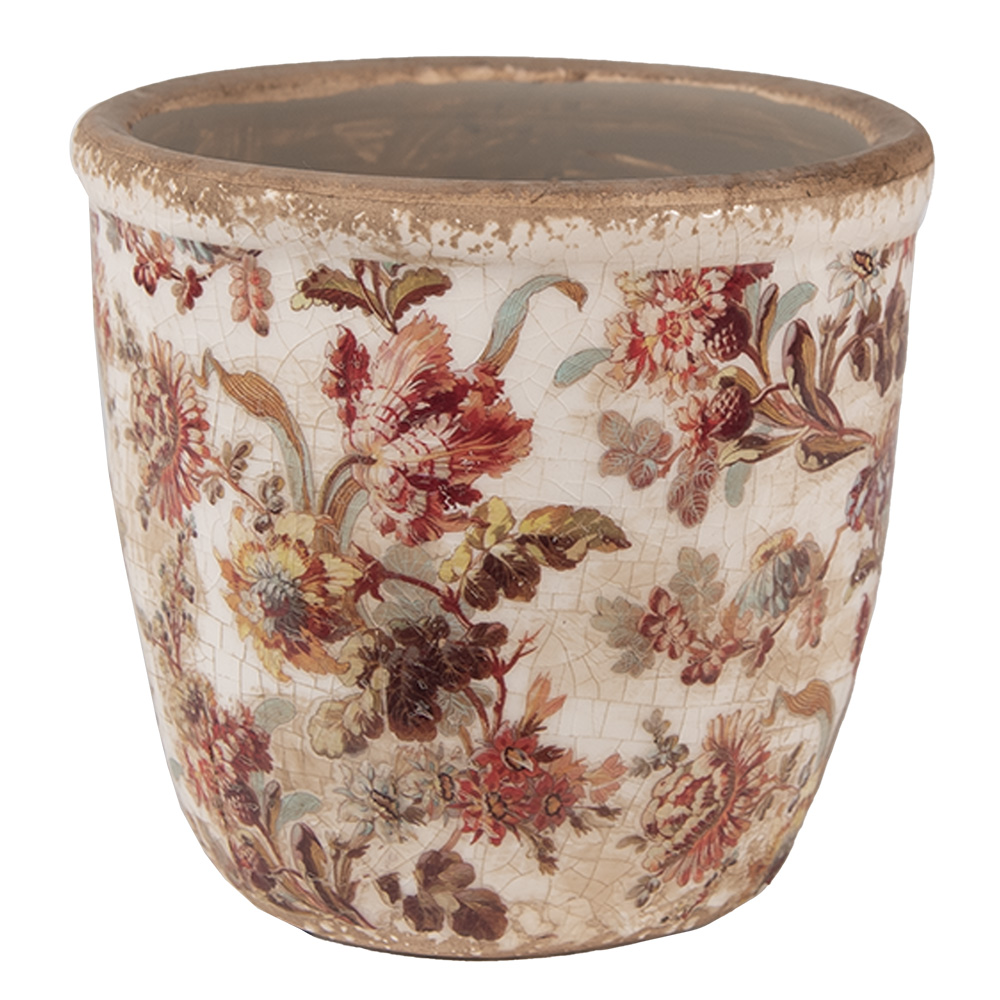 Clayre & Eef   | Bloempot Binnen Beige Roze &oslash; 11x11 cm | 6CE1649XS