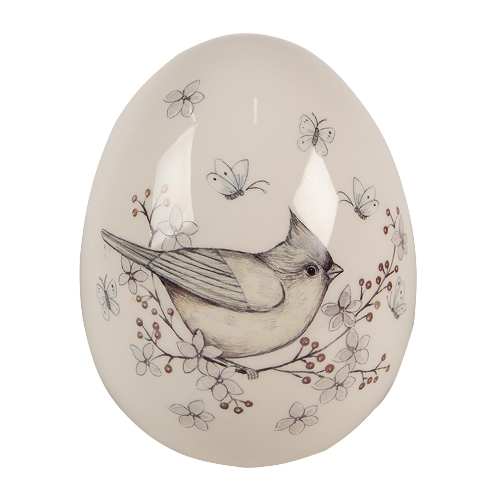 Clayre & Eef   | Decoratie Beeld Ei Wit &oslash; 13x16 cm | 6CE1674