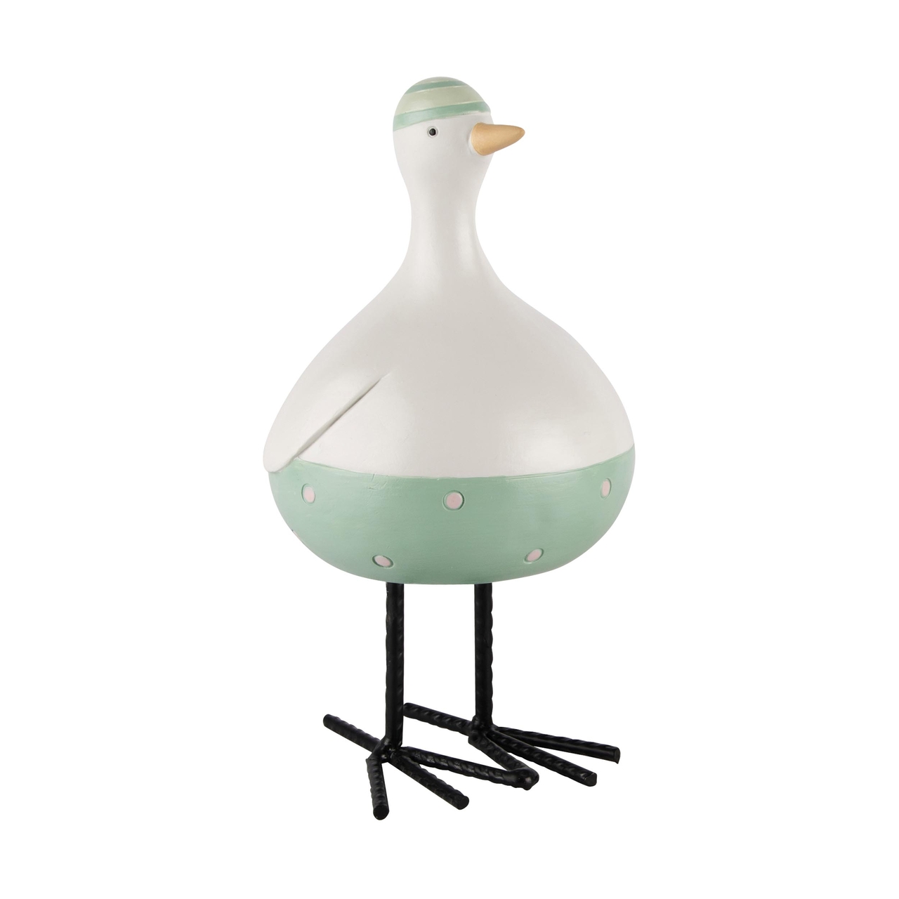 Dekoratief | Zeevogel staand m/broekje, wit/blauw, resina, 10x10x20cm | A240311