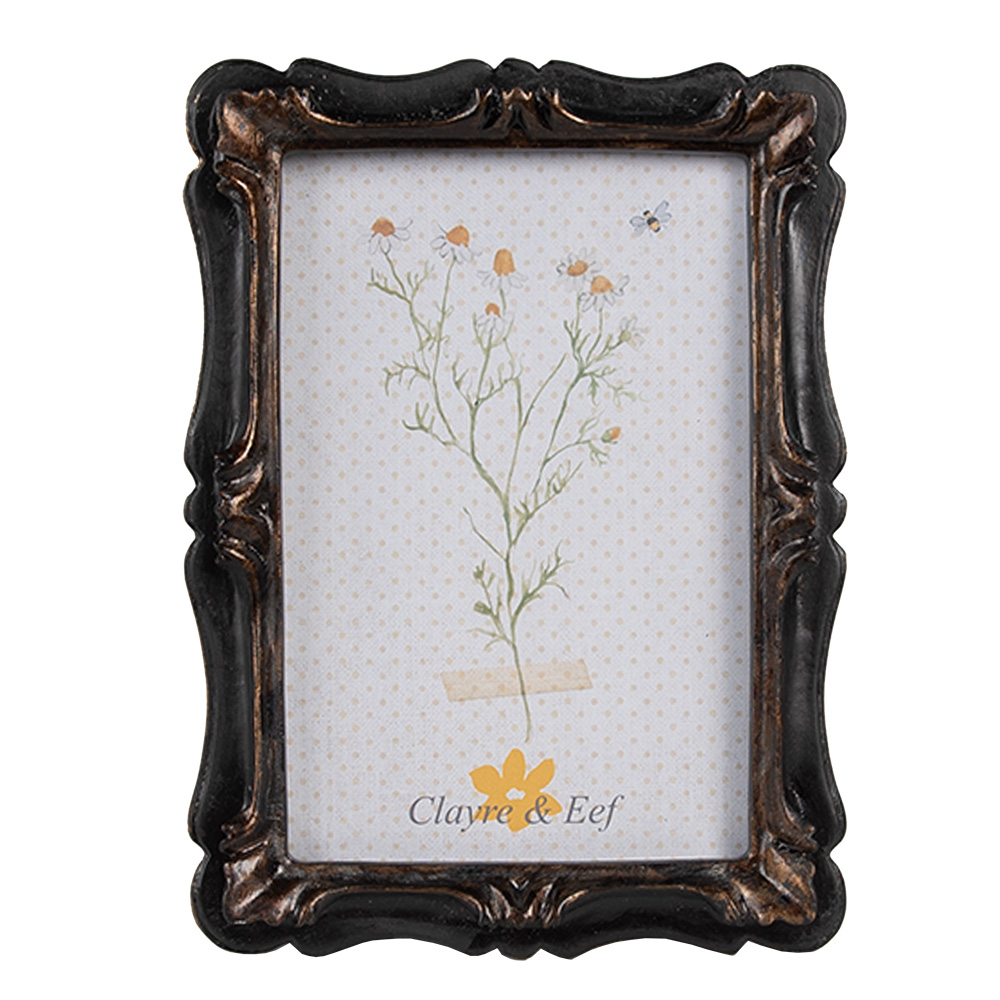 Clayre & Eef   | Fotolijst Zwart Bruin 14x2x19 cm / 10x15 cm | 2F1067