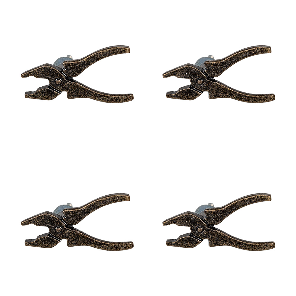 Clayre & Eef   | Deurknop Set van 4 Knijptang Bruin 6x3x3 cm / S3 cm | 64882