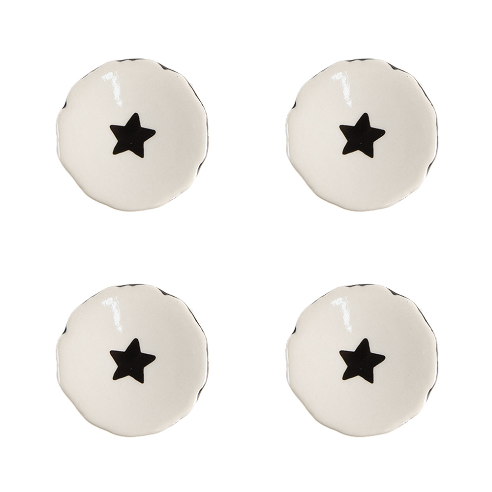 Clayre & Eef   | Deurknop set van 4 Beige, Zwart ø 4x3 cm | 65288