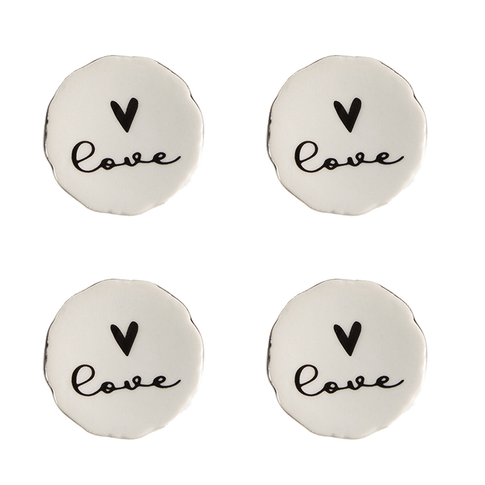 Clayre & Eef   | Deurknop set van 4 Beige, Zwart ø 4x3/6 cm | 65289