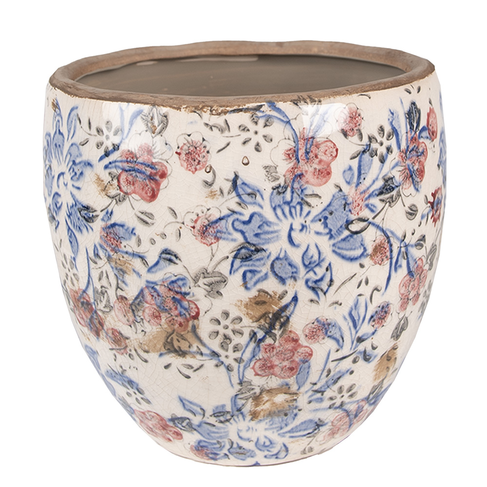 Clayre & Eef   | Bloempot Binnen Blauw, Beige ø 13x11 cm | 6CE1031S