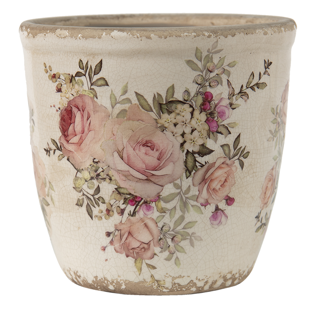 Clayre & Eef   | Bloempot Binnen Roze, Beige &oslash; 12x12 cm | 6CE1421M