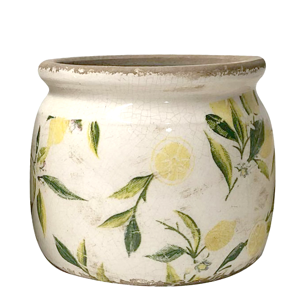 Clayre & Eef   | Bloempot Binnen Geel, Beige ø 15x13 cm | 6CE1535M