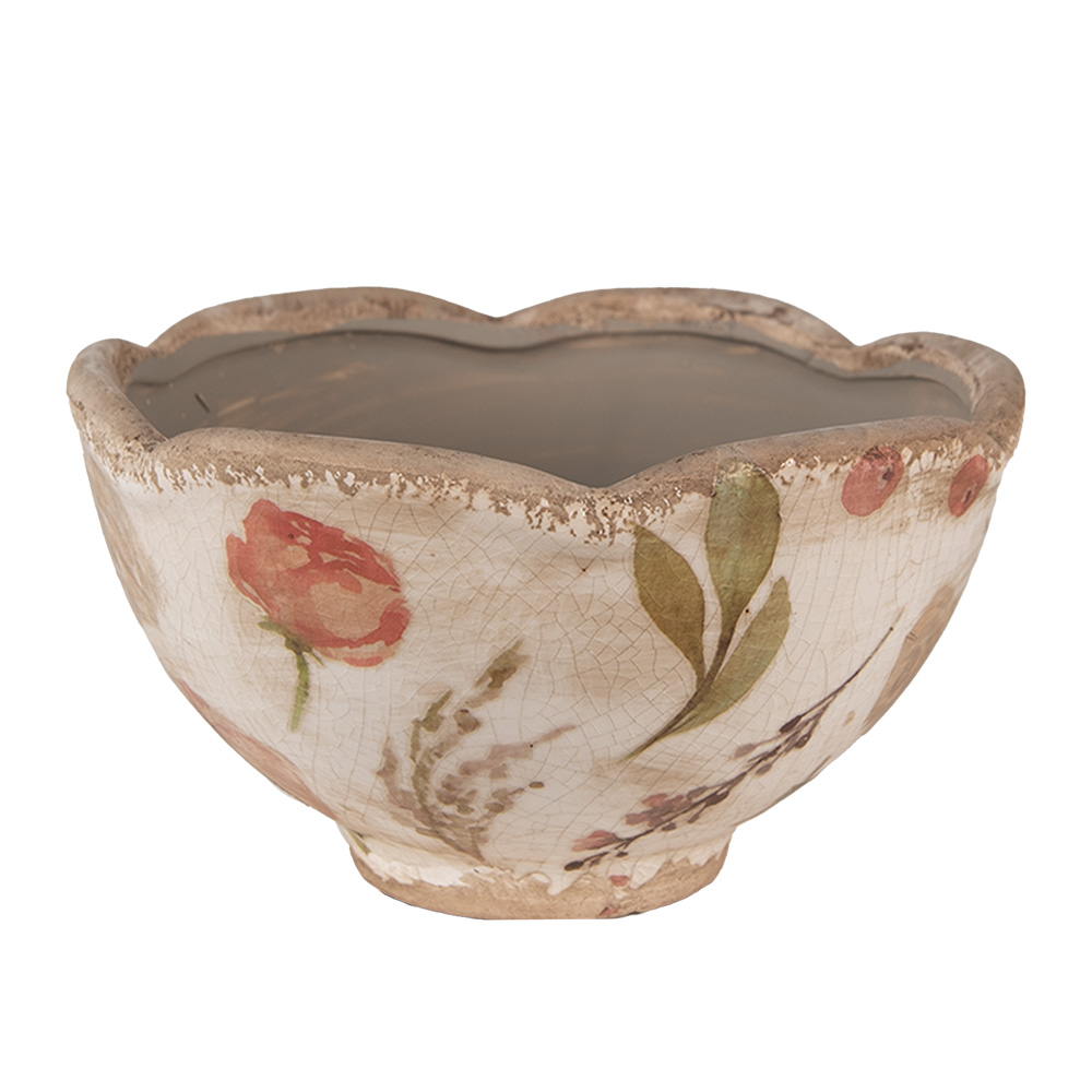 Clayre & Eef   | Bloempot Binnen Beige Roze &oslash; 16x9 cm | 6CE1626S