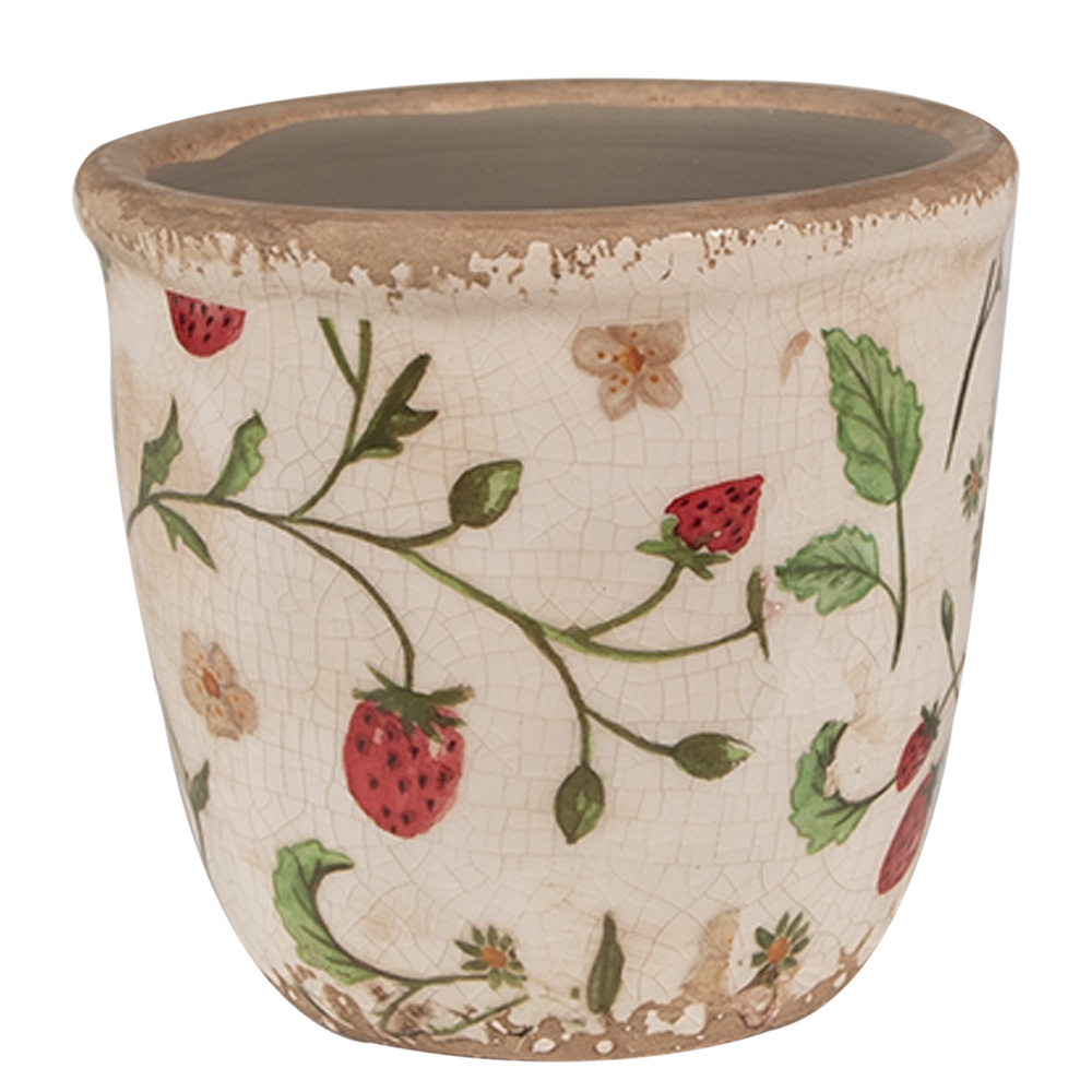 Clayre & Eef   | Bloempot Binnen Beige, Rood &oslash; 11x10 cm | 6CE1631XS