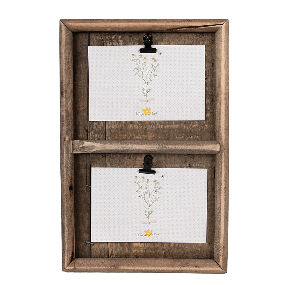 Clayre & Eef   | Fotolijst met Klemmen Bruin 20x3x30 cm | 6H2363