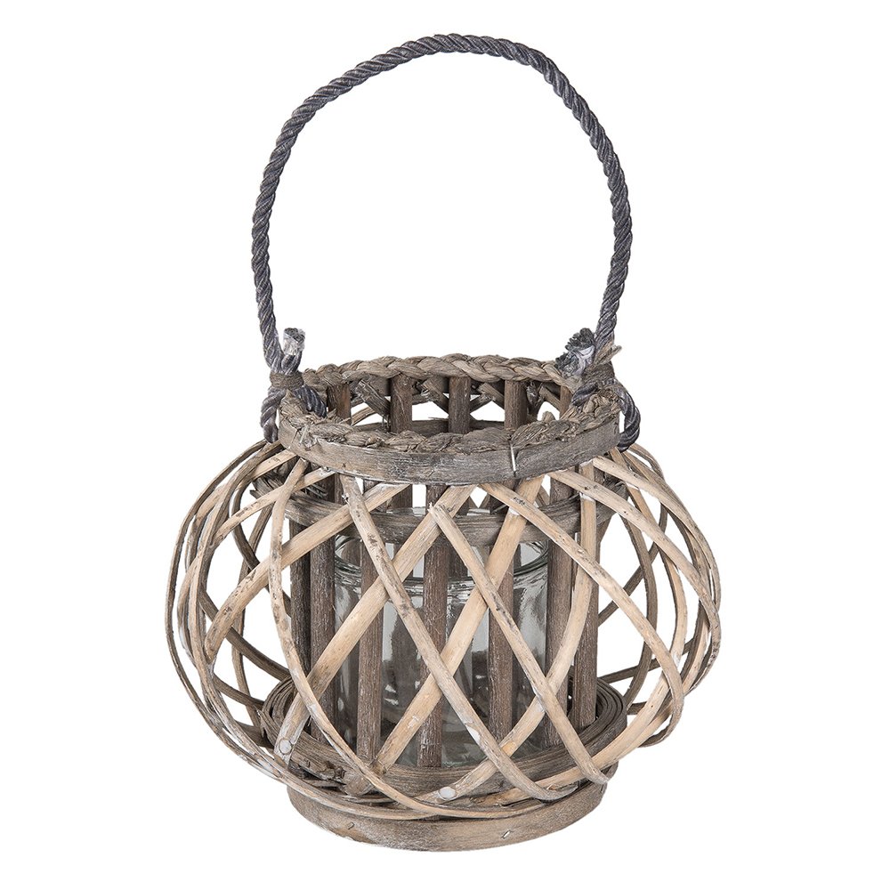 Clayre & Eef   | Windlicht Grijs &oslash; 28x20 cm | 6RO0383S