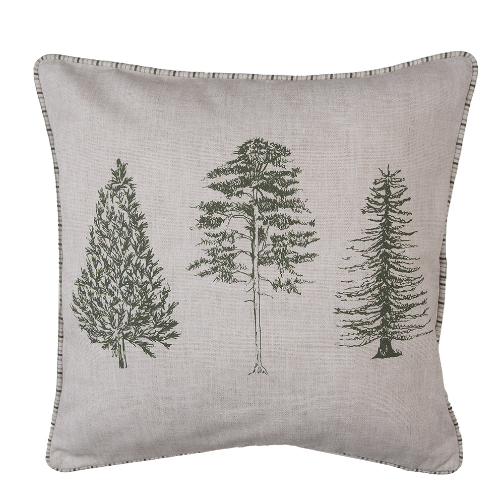 Clayre & Eef   | Kussenhoes Beige Groen 40x40 cm | NPT21