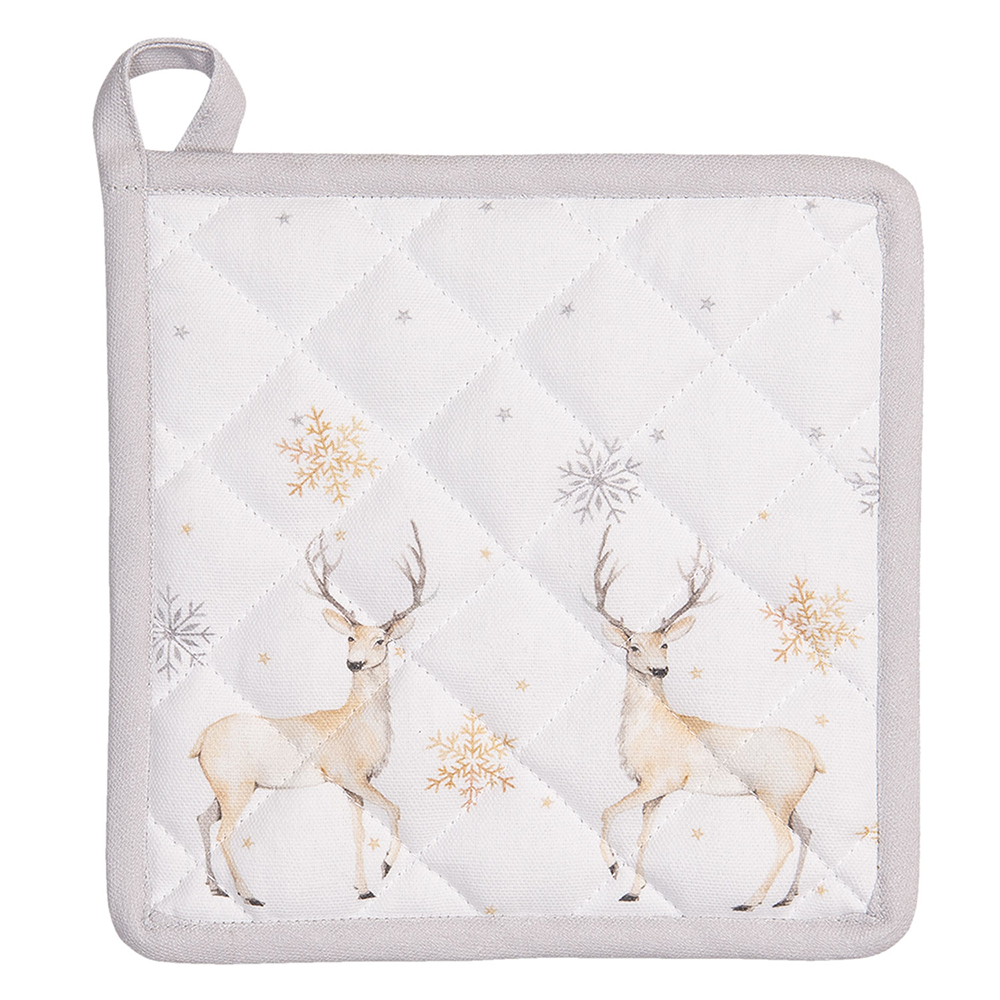 Clayre & Eef   | Pannenlap Wit Beige 20x20 cm | PCH45
