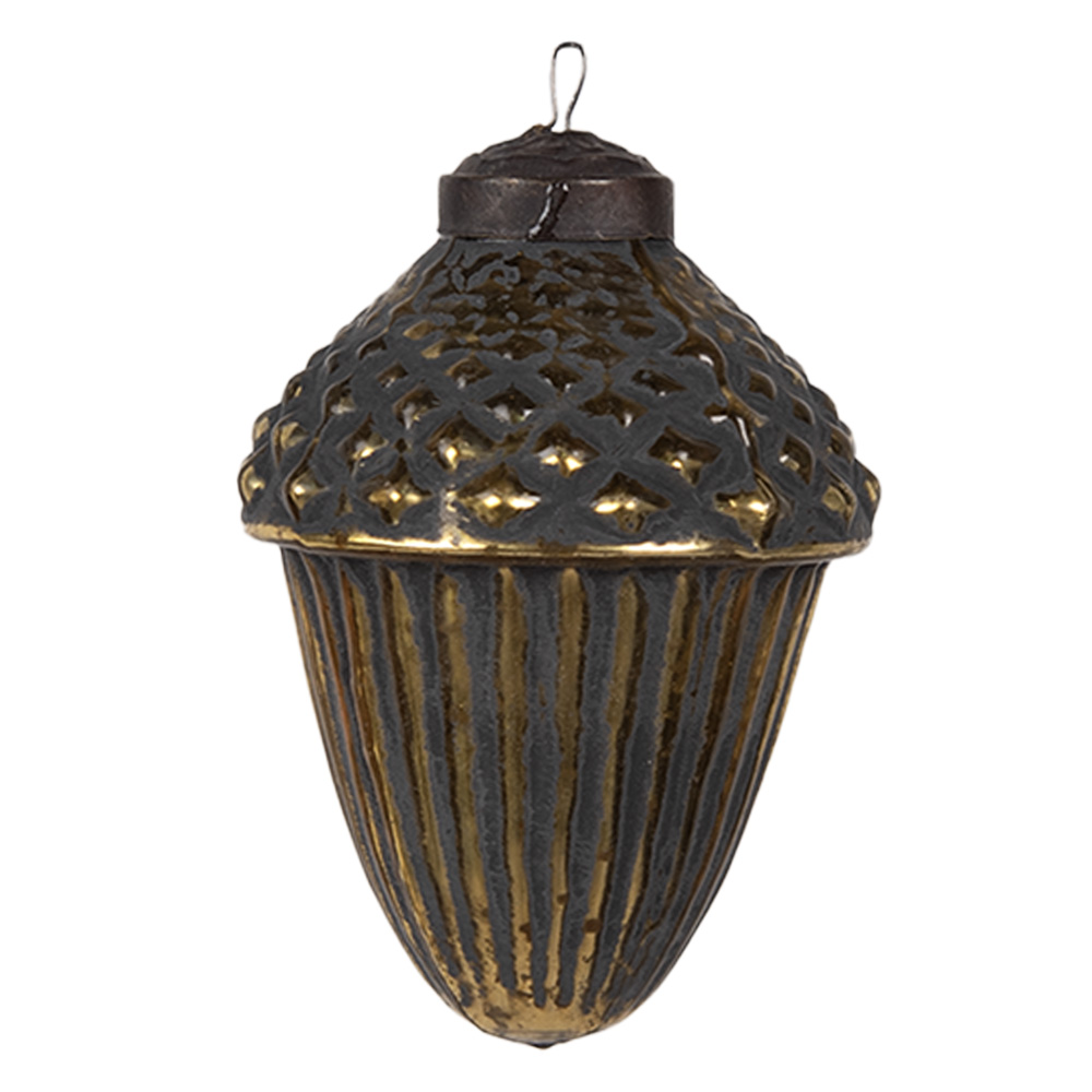 Clayre & Eef   | Kerstbal Zwart Goudkleurig ø 6x8 cm | 6GL4528XS