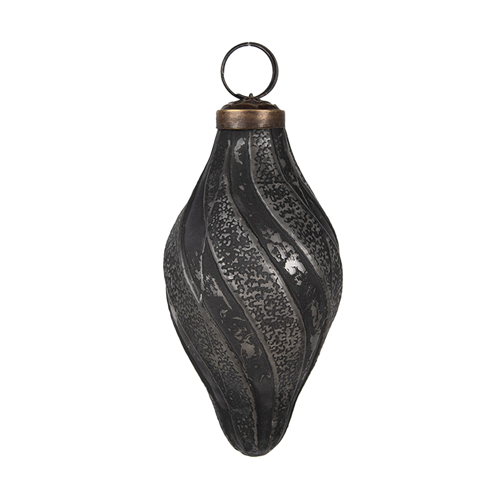 Clayre & Eef   | Kerstbal Zwart &oslash; 6x11 cm | 6GL4682