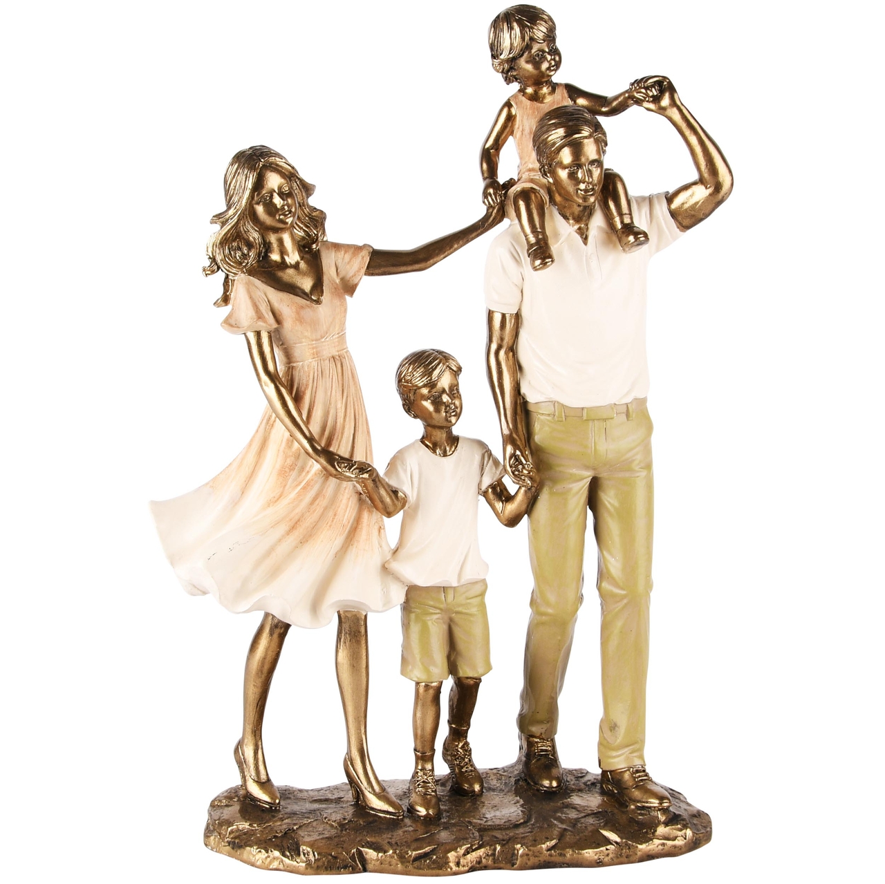 Dekoratief | Koppel m/kinderen, brons/roze, resina, 20x9x29cm | A245161
