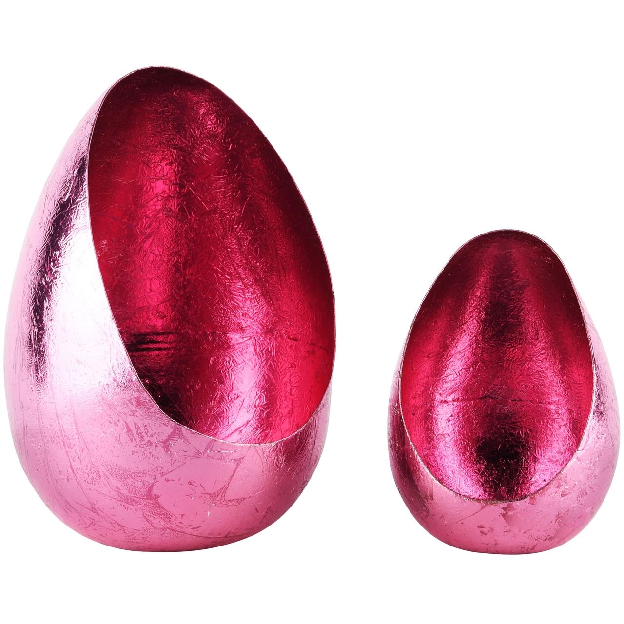 Dekoratief | Set 2 theelichthouders open ei, roze, metaal, 13x13x16cm | A248139