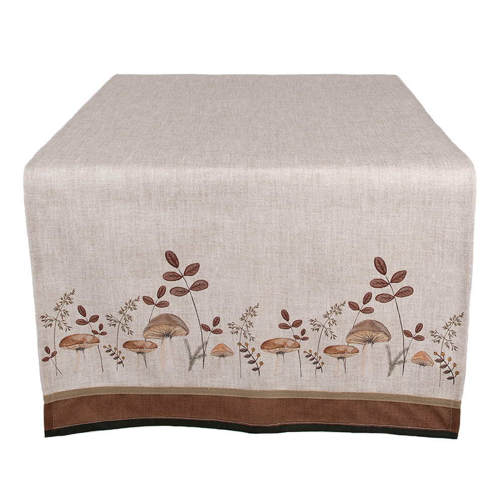 Clayre & Eef   | Tafelloper Beige Bruin 50x140 cm | LFJ64