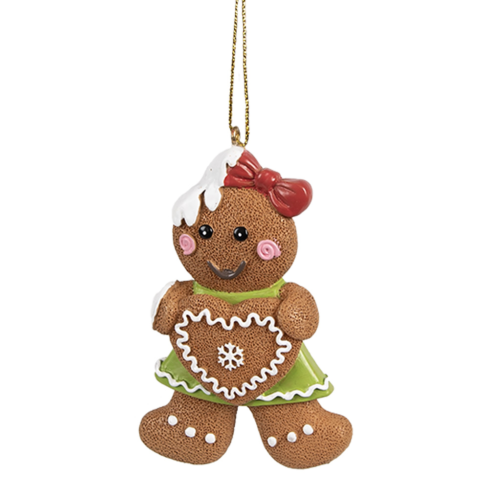 Clayre & Eef   | Decoratie Hanger Peperkoekpop Bruin Wit 5x1x8 cm | 6PR4331