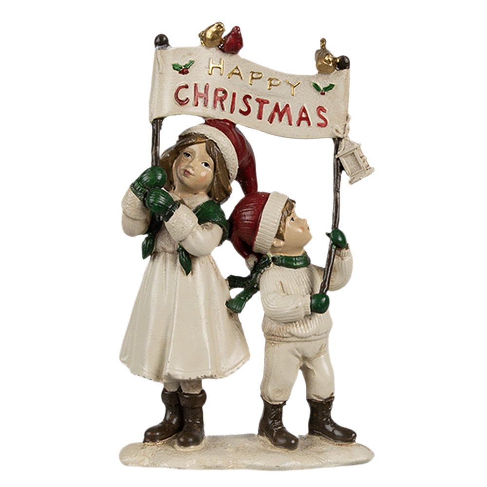 Clayre & Eef   | Decoratie Beeld Kinderen Beige  8x4x13 cm | 6PR4184