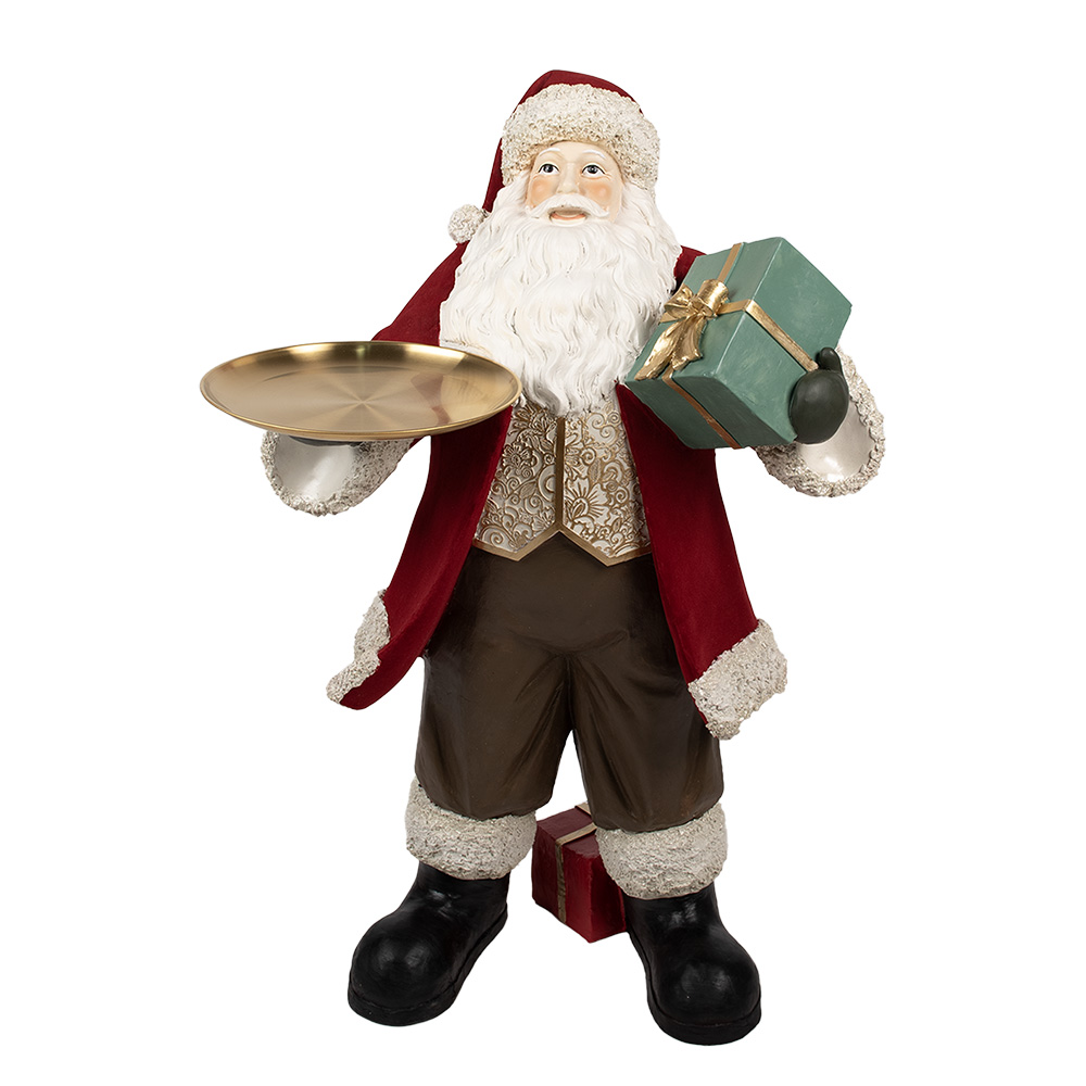 Clayre & Eef   | Kerstdecoratie Kerstman Rood Wit 56x50x91 cm | 5PR0140