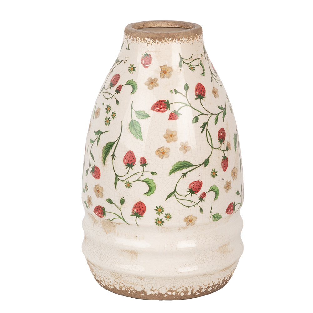 Clayre & Eef   | Vaas Beige Rood ø 21x32 cm | 6CE1946M