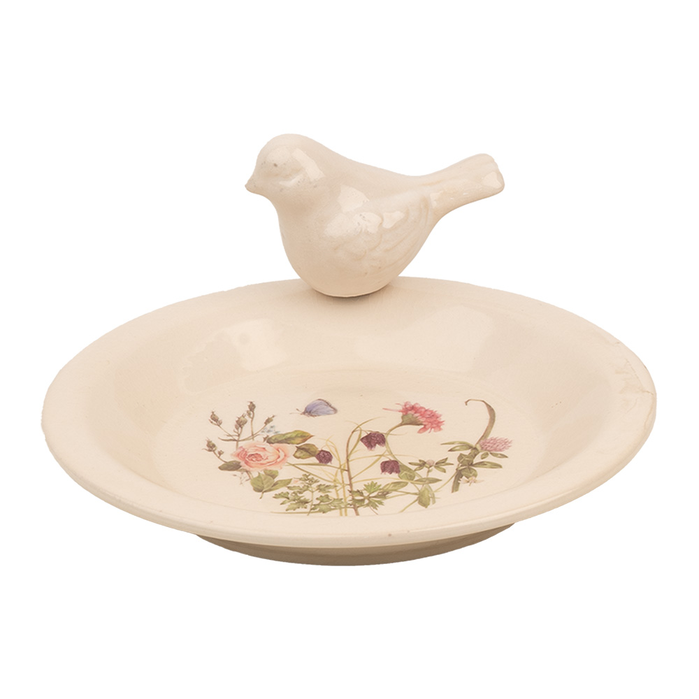 Clayre & Eef   | Vogelvoederbak Beige Roze ø 21x10 cm | 6CE1948M