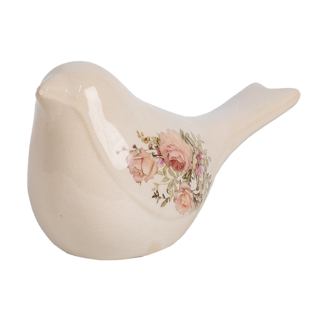Clayre & Eef   | Decoratie beeld Vogel Beige Roze 22x9x12 cm | 6CE1951M